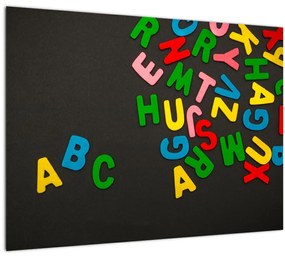 Sklenený obraz - farebné písmenká (70x50 cm)