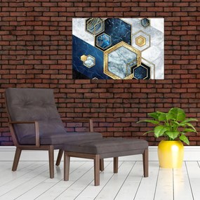 Obraz - Mramorové hexagóny (90x60 cm)