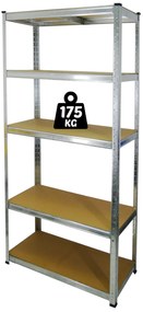 Kovový regál 180x90x30cm, 5 políc, nosnosť 875 kg