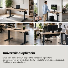Elektrický stôl s reguláciou výšky ergonomický antracitový/dub sonoma,1200x600 mm: ARIA