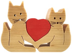 AMADEA Drevené mačky so srdcom, masívne drevo, 7x5x1,5 cm