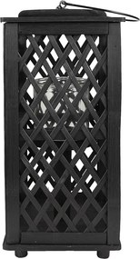 Čierny drevený závesný lampáš Bamboo - 19*19*40 cm