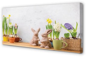 Obraz na plátne kvety králiky 100x50 cm