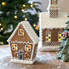 Perníková chalúpka Gingerbread Noël LED - 9,5 * 5 * 12,5 cm / 2xLR44