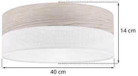 Stropné svietidlo Wood, 1x svetlobéžová dubová dýha/biele PVC tienidlo, (biele plexisklo), (fi 40cm)