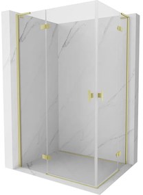 Mexen Mist-H L Duo, 2-krídlový sprchový kút 90 x 85 cm, číre sklo, zlatý matný profil, 8A5L-090L-085P-55-00