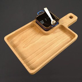 AMADEA Drevená miska s keramickou miskou a drevenou lyžičkou, masívne drevo, rozmer 27 x 16 cm