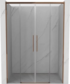 Mexen Rox, posuvné sprchové dvere 160 cm, 8mm číre sklo, ružové zlato profil, 8C2-160-002-60-00