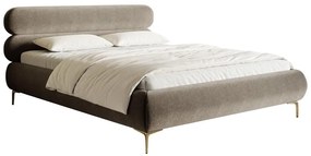 Manželská posteľ 140 cm Rirri 140B (s roštom) (béžovosivá + zlatá). Vlastná spoľahlivá doprava až k Vám domov. 1099913