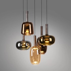 Závesná lampa čierna s viacfarebným sklom okrúhla vrátane LED 6-svetiel Easylift - Irides