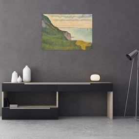 Sklenený obraz - Georges Seurat, Seascape at Port-en-Bessin, Normandy, reprodukcia (70x50 cm)