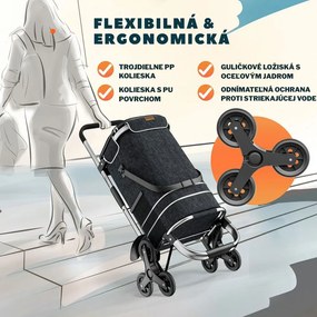 Nákupná taška na kolieskach do schodov COMFORT, 50l,  čierna Jurhan
