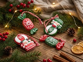 Súprava 4 ks vianočných ozdôb CANDY ELF 6 cm