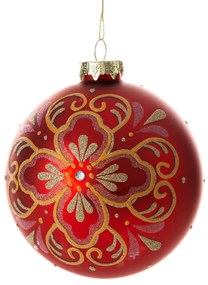 SKLENENÁ VIANOČNÁ BANKA NA STROMČEK SADA 4 KS (FI) 10 CM VZOROVANÁ