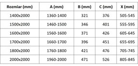 Mexen Velar Duo, posuvné dvere do otvoru 150x200 cm, 8mm číre sklo, medená matná, 871-150-000-02-65