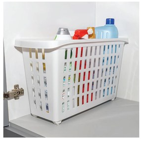 Úložný box s kolieskami, atypicky úzky, biely, Agnes, 20 l, 46 x 18 x 26