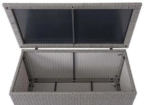 Polyratanový záhradný úložný box HWC-D88 - základná sivá, 63x135x52cm 320l