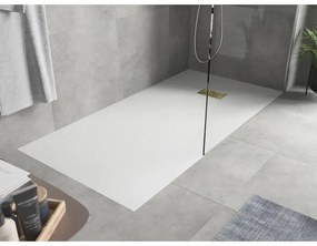 Mexen Hugo, obdĺžniková sprchová vanička SMC 170 x 90 cm, biela, zlatá krytka, 42109017-G