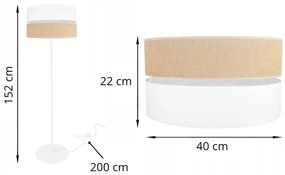 Stojacia lampa Juta, 1x jutové/biele textilné tienidlo, o, w