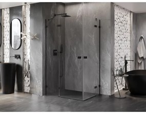 Mexen Lunar Duo, výklopný sprchový kút 115 x 90 cm, 8mm číre sklo, čierny profil, 834-115L-090P-70-00