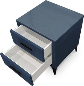 Nočný stolík s 2 zásuvkami Joy, námornícka modrá látka
