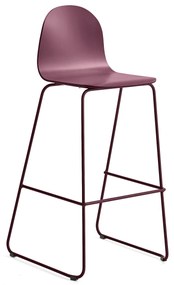 Barová stolička GANDER, s klzákmi, výška sedu 790 mm, lakovaná, červená