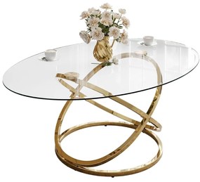 OVÁLNY KONFERENČNÝ STOLÍK LEONE ZLATÝ LESK + SKLO