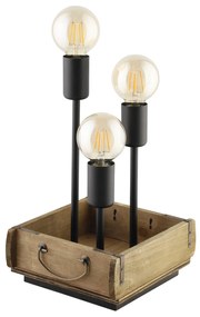 EGLO Vintage stolná lampa WOOTTON, 3xE27, 40W