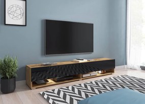 TV stolík/skrinka Aldesia 180 (wotan + čierny lesk) (osvetlenie led rgb farebné). Vlastná spoľahlivá doprava až k Vám domov. 1053721