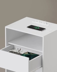 Noční stolek Vasagle Adar s nabíjecí stanicí bílý