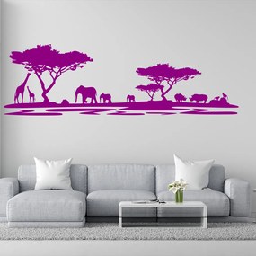Veselá Stena Samolepka na stenu na stenu Africké safari Farba: fialová, Veľkosť: 100 x 32 cm