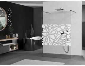 Mexen Kioto, sprchová zástena Walk-In 130 x 200 cm, 8mm číre sklo biely vzor, grafitový profil, 800-130-002-66-85