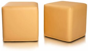INTERMEDIC SK - Taburetka BLOCK 40x40 cm z ekokože | multifunkčný vak, podnožka, kocka Farba: E03 - Oranžová svetlá (ekokoža)