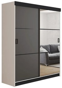 Skriňa Retro 138 3L Biely / Dvierka grafit