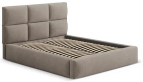 Svetlohnedá čalúnená dvojlôžková posteľ s úložným priestorom s roštom 140x200 cm Libera – Windsor &amp; Co Sofas