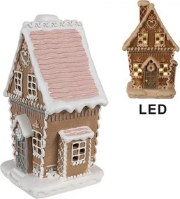Gingerbread House With LED 13x10x21 Cm Brown Plastic Gingerbread House - 13*10*21 cm