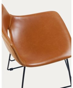 Koňakovohnedá barová stolička z imitácie kože (výška sedadla 76 cm) Zahara – Kave Home