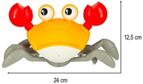 KIK Interaktívna hračka krab so zvukom a senzorom, USB nabíjanie, červený