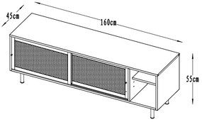 Dizajnový TV stolík Taiyanna 160 cm čierny