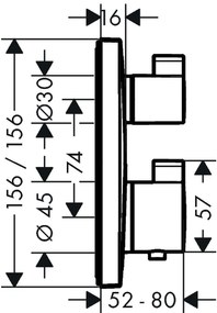 Hansgrohe Ecostat Square, termostatická batéria pod omietku s uzatváracím ventilom, chrómová, HAN-15712000