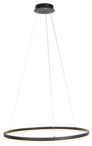 Dizajnové závesné svietidlo čierne 80 cm vrátane LED 3-stupňového stmievača - Anello