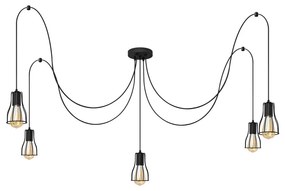 Luster na lanku TUBE 5xE27/15W/230V pavúk čierna