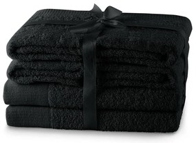 Čierne froté bavlnené uteráky a osušky v súprave 6 ks Amari – Restilo