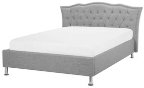 Čalúnená posteľ 140 x 200 cm s úložným priestorom sivá METZ Beliani