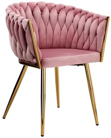 Jedálenská stolička COFTON zamatová, zlatá / ružová