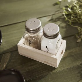 Soľnička s koreničkou VOSCARI na drevenom stojane 844114