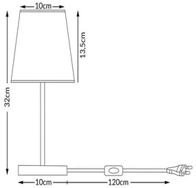 Stolná lampa Lumiere 32x13x13cm - šedá