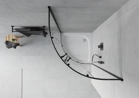 Mexen Rio, štvrťkruhový sprchový kút 90 x 90 cm, 6mm číre sklo, čierny profil + biela sprchová vanička RIO, 863-090-090-70-00-4710