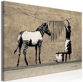 Artgeist Obraz - Banksy: Washing Zebra on Concrete (1 Part) Wide Veľkosť: 30x20, Verzia: Premium Print