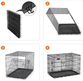 FEANDREA Klietka pre psa FEANDREA, prepravka pre psa s 2 dvierkami, 122 x 74,5 x 80,5 cm, čierna PPD48BK